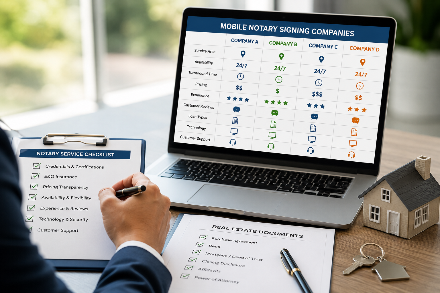 Compare mobile notary signing companies for real estate documents