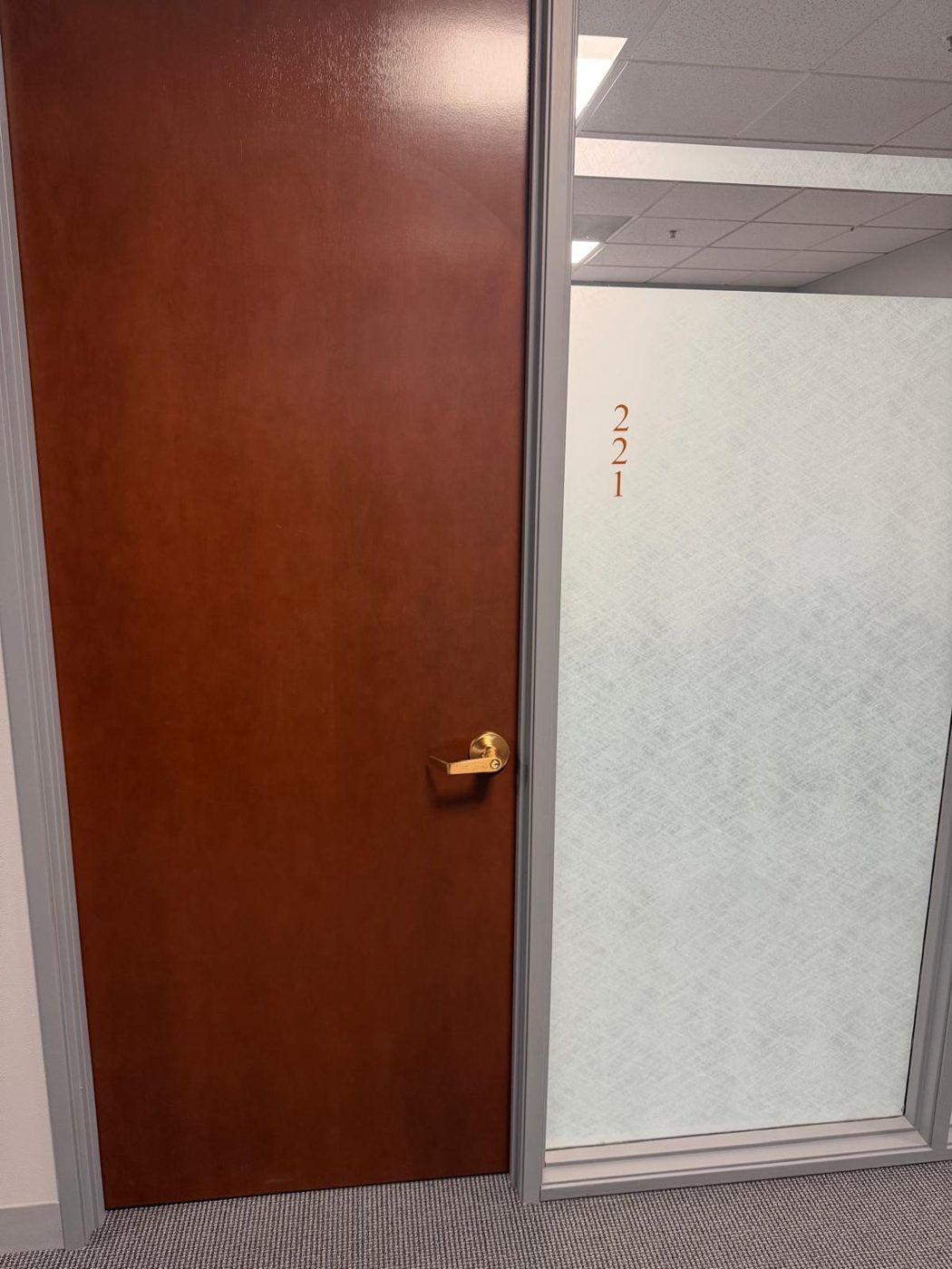Suite 221, the Pac Signing Notary office door in Vancouver, WA
